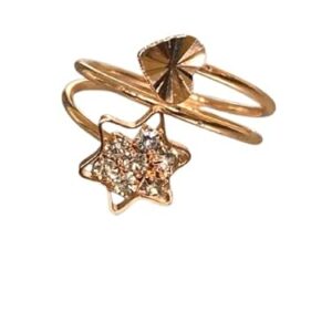 Myginie.in Star With Stones & Heart Adjustable Rose Gold Colour Ring For Women