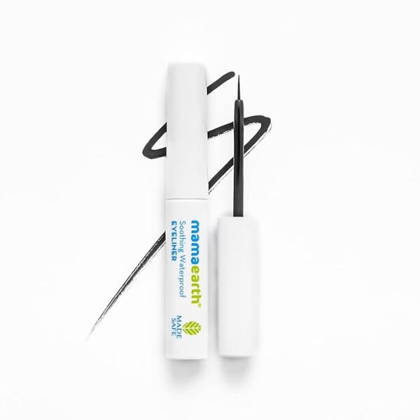 Mamaearth Soothing Waterproof Glossy Finish Liquid Eyeliner With Almond & Castor Oil For 10 Hr Long Stay - 3.5 Ml, Black - Image 2