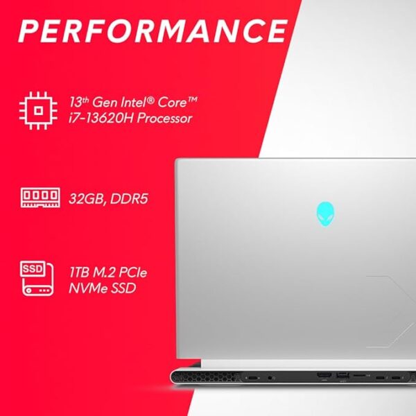 Dell Alienware x14 R2 Gaming Laptop, Intel Core i7-13620H/32GB/1TB SSD/NVIDIA RTX 4060 8GB GDDR6/14'' (35.56Cms) QHD+ 165Hz, 3ms, 300nits/Win 11+MSO'21+McAfee 15 Month/Lunar Silver/2.08Kgs - Image 3