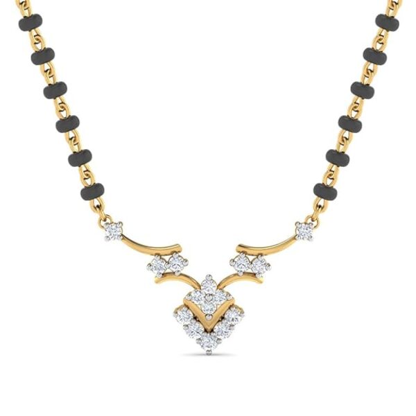 DISHIS 14/18K BIS Hallmark Yellow Gold and certified Diamond Tanmaniya Mangalsutra for Women