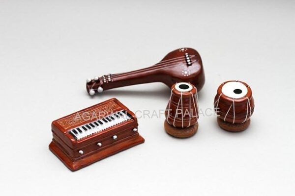 Agarwal Craft Palace Terracotta Clay Miniature Musical Instrument Set, Handmade Showpiece, Miniature Tabla, Sitar, Dholak, Harmonium, Home Decorative Set (Medium)