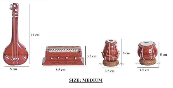 Agarwal Craft Palace Terracotta Clay Miniature Musical Instrument Set, Handmade Showpiece, Miniature Tabla, Sitar, Dholak, Harmonium, Home Decorative Set (Medium) - Image 2