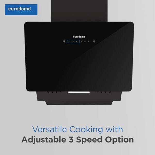 Eurodomo by Faber Grand 60cm 1350m³/hr Slant Autoclean Kitchen Chimney|Filterless with Oil Collector|Dual Suction|Touch/Gesture Control|Warranty by Eurodomo|Made in India|Grand IN HC SC FL BK 60,Black - Image 3