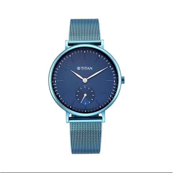 Titan Women Metal Analog Blue Dial Watch-95142Qm01/Np95142Qm01, Band Color-Blue