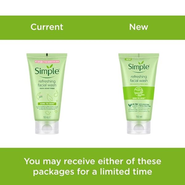 Simple Kind To Skin Refreshing Face Wash 150 ml | 100% soap-free gentle cleanser for sensitive, dry & oily skin, for women & men - Image 3