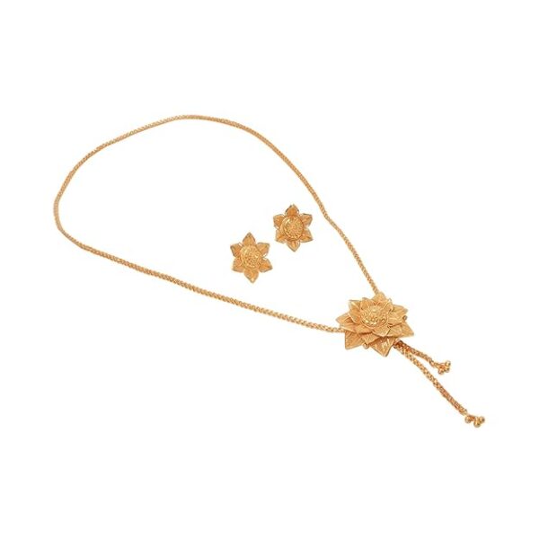 East Lore Handmade Designer 24k Gold Plated Necklace and Earring Set for Wedding, Festive Occasion, Party | Stunning Sunflower | Princess Set - Image 3