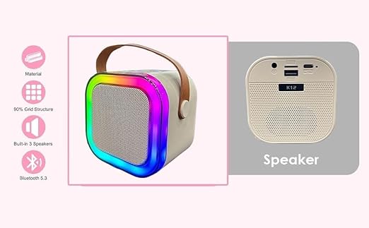 MOROVIK Karaoke Machine for Kids Adults, Mini Portable Blue-Tooth Karaoke Speaker with Wireless Microphone and Dynamic Lights Birthday Gift Home KTV Outdoor Travel (Blue) (Multicolor) (1) - Image 4