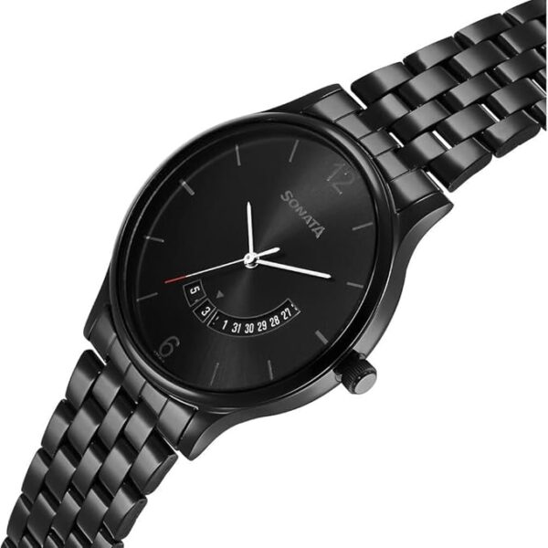 Sonata Quartz Analog with Date Black Dial Watch for Men-NS77105NM01/NT77105NM01 - Image 3