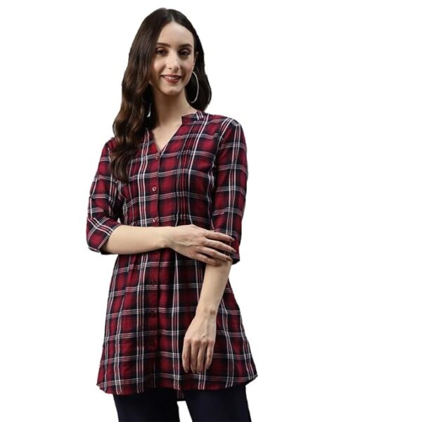 One femme Women's Plaid Check Print Tunic