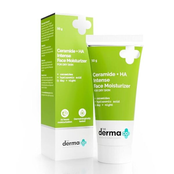 The Derma Co Ceramide + HA Intense Moisturizer Cream With Hyaluronic Acid | For Dry Skin | Repairs Dry & Dull Skin | Locks In Moisture | 50 g