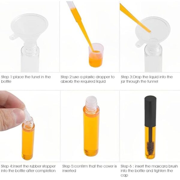 MAYCREATE® 10ml Plastic Empty Mascara Tube Wand Eyelash Cream Container Bottle for Castor Oil Brush Kit Combo with Funnels Mascara Eyeliner For Women - Image 5