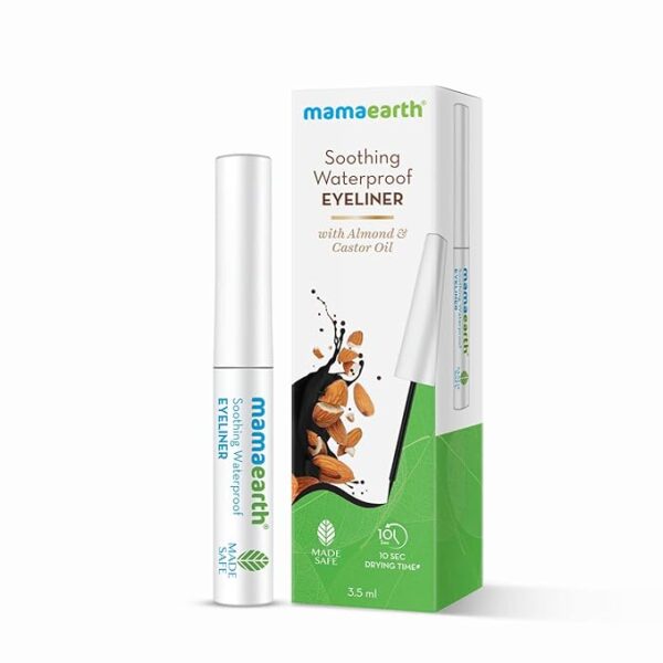 Mamaearth Soothing Waterproof Glossy Finish Liquid Eyeliner With Almond & Castor Oil For 10 Hr Long Stay - 3.5 Ml, Black - Image 3