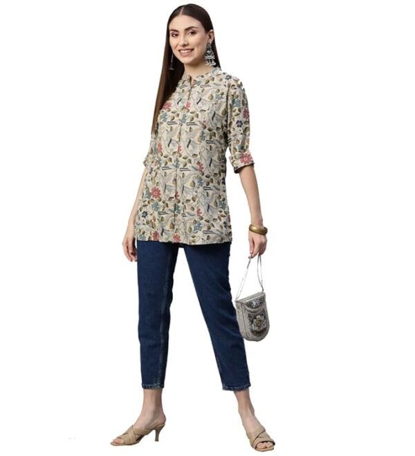Divena Black Rayon Zigzag Print Top - Image 5