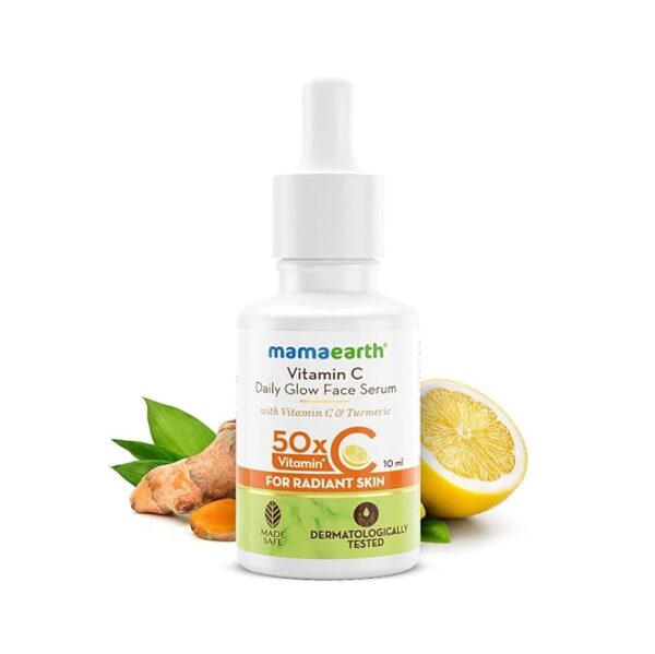 Mamaearth Vitamin C Daily Glow Face Serum for Men & Women - Vitamin C Serum for Glowing Skin, Oily Skin & Dark Spots, With 50x Vitamin C -10ml - Image 2