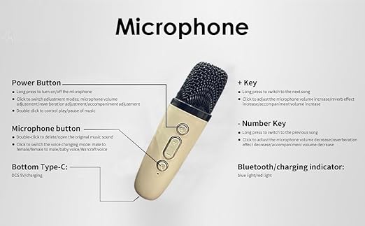MOROVIK Karaoke Machine for Kids Adults, Mini Portable Blue-Tooth Karaoke Speaker with Wireless Microphone and Dynamic Lights Birthday Gift Home KTV Outdoor Travel (Blue) (Multicolor) (1) - Image 3