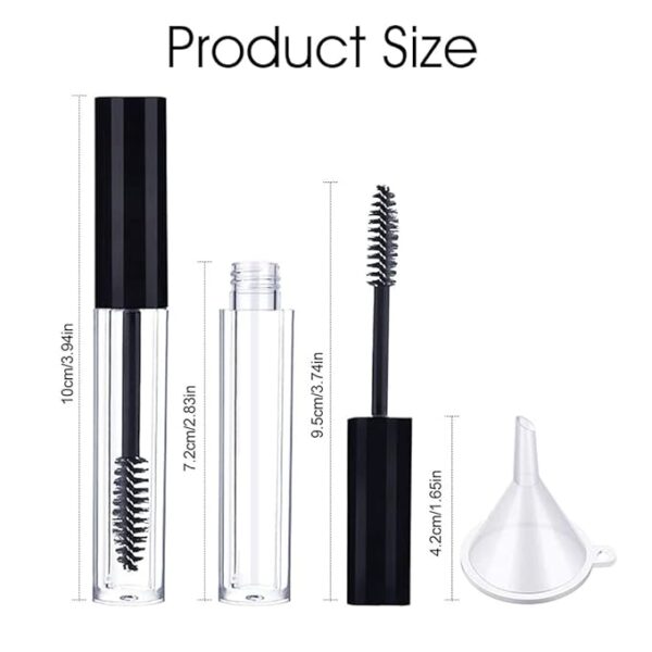MAYCREATE® 10ml Plastic Empty Mascara Tube Wand Eyelash Cream Container Bottle for Castor Oil Brush Kit Combo with Funnels Mascara Eyeliner For Women