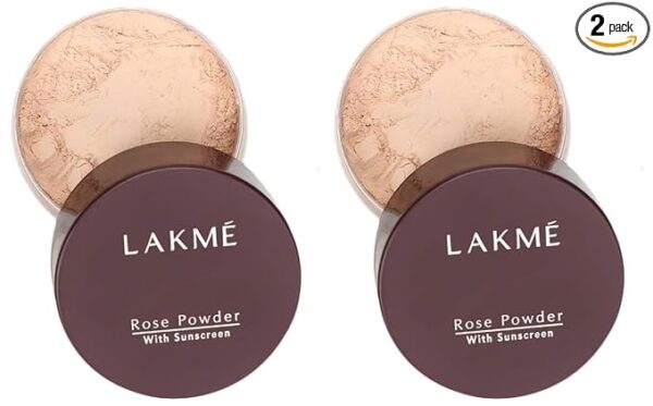 Lakme Rose Loose Face Powder, Matte Finish & Poreless Look, Oil Control & Sun Protection For Long Hours, Suitable for oily skin, Soft Pink, 40g (Pack of 2)