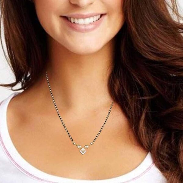 DISHIS 14/18K BIS Hallmark Yellow Gold and certified Diamond Tanmaniya Mangalsutra for Women - Image 2