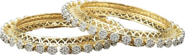 ESHNA MORE 24Kt Pure Gold Plated American Diamond High Bangles 53 2'6