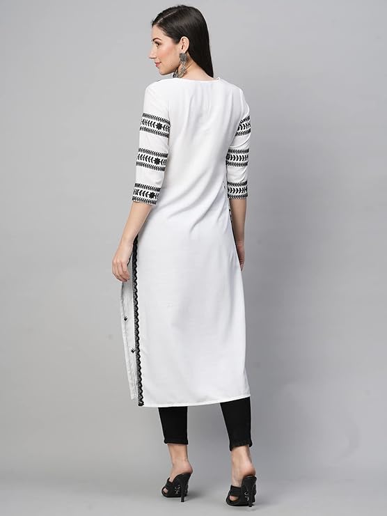 GoSriKi Women's Cotton Blend Embroidered Straight Kurta - Image 2