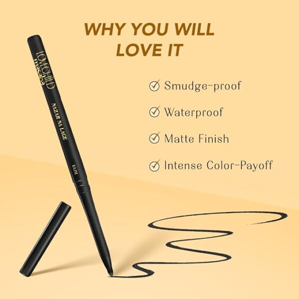 LoveChild Masaba Kajal Pencil Coal Black Matte - Smudge-proof & Waterproof, Long-lasting Deeply Pigmented Eyeliner for Women, Makeup Essential (0.36g) - Image 5