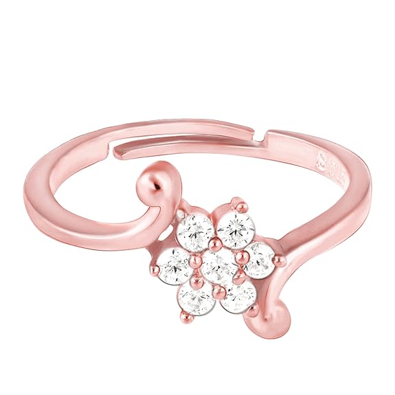 GIVA 925 Silver Rose Gold Snowflake Ring, Adjustable | Gifts for Women and Girls | With Certificate of Authenticity and 925 Stamp | 6 Month Warranty*