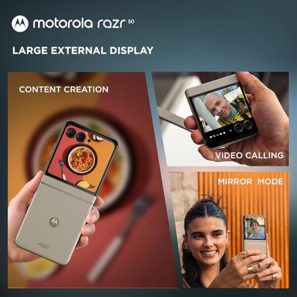 Motorola razr 50 (Beach Sand, 8GB RAM, 256GB Storage) | 3.6" External AMOLED Display | 6.9" AMOLED 120Hz Display | 32MP Selfie Camera - Image 4