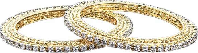 ESHNA MORE 24Kt Pure Gold Plated American Diamond High Bangles 52 2'8