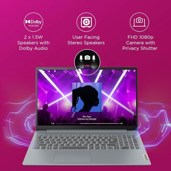 Lenovo IdeaPad Slim 3 13th Gen Intel Core i7-13620H 15.6" (39.62cm) FHDIPS300 Nits Thin&Light Laptop (16GB/512GB SSD/Intel UHDGraphics/Win11/Office Home 2024/1YrADP Free/ARCTIC-Grey/1.6Kg), 83EM00GTIN - Image 5