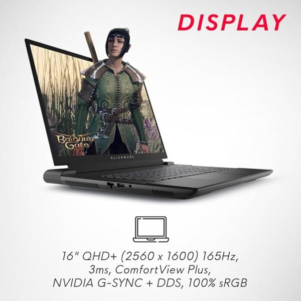 Dell Alienware m16 R1 Gaming Laptop, Intel i7-13650HX/16GB/512GB/16 (40.64cm) QHD+ 165Hz, 100% sRGB/NVIDIA RTX 4050, 6 GB GDDR6/Win 11 + MSO'21, 15 Month McAfee/Dark Metallic Moon/ - Image 2