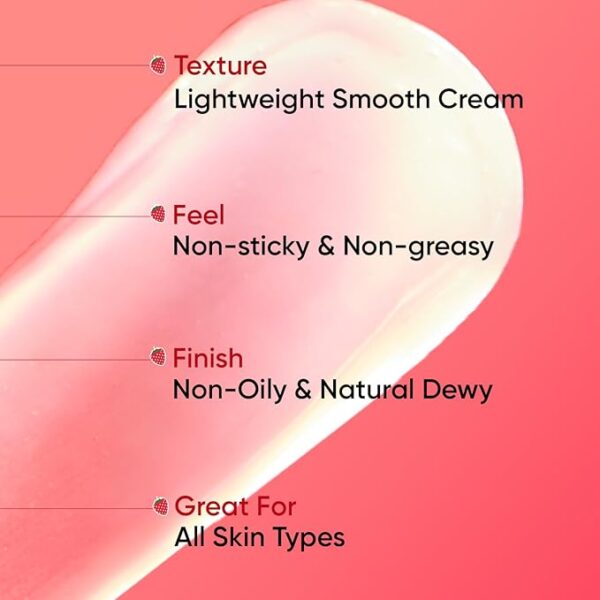 Dot & Key Strawberry Brightening Moisturizer | Niacinamide, Peptides & Hyaluronic Acid, Non-sticky, Brightens Skin, Intense Moisturization | Non-Comedogenic & Fragrance Free, Lightweight | 80g - Image 4