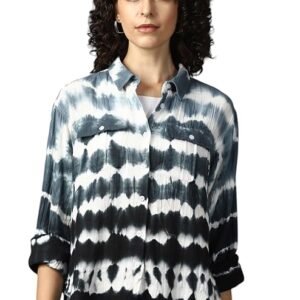 High Star Women Cotton Solid Boxy fit Spread Collar Full Sleeves Shirts