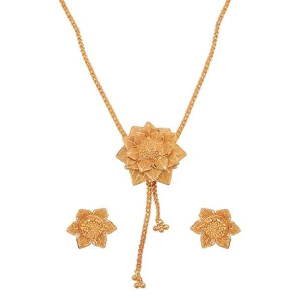 East Lore Handmade Designer 24k Gold Plated Necklace and Earring Set for Wedding, Festive Occasion, Party | Stunning Sunflower | Princess Set