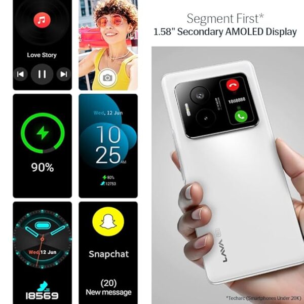 Lava Blaze Duo 5G (Artic White, 6GB RAM, 128GB Storage) |Segment's First Secondary Screen|120 Hz Curved Amoled Display | 64 MP Camera (Sony Sensor) | MediaTek Dimensity 7025 Processor - Image 7