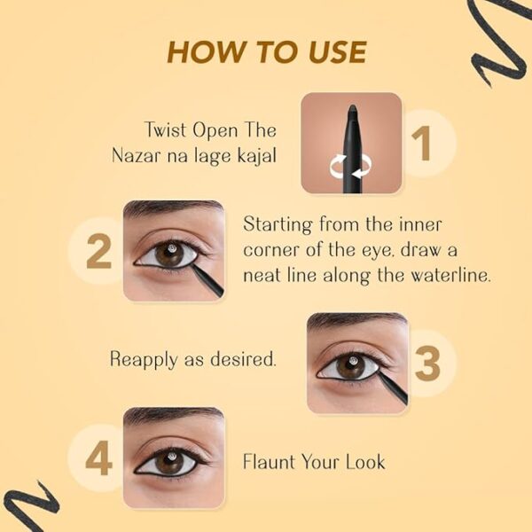 LoveChild Masaba Kajal Pencil Coal Black Matte - Smudge-proof & Waterproof, Long-lasting Deeply Pigmented Eyeliner for Women, Makeup Essential (0.36g) - Image 6