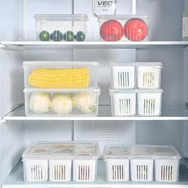 pack of 1 fridge storage boxes, fridge organiser box storage containers for vegetable airtight refrigerator container organizer, kitchen accessories items for food products - Image 3