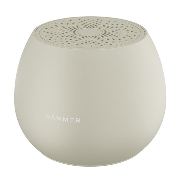 HAMMER Drop 5W Bluetooth Wireless Speaker with Twin Pairing, 1200 mAh Battery, 100H Standby Time, TWS Function, TF Card, USB Slot, Auto-Pairing, in-Built Mic, Type-C Charging, 52mm Driver (Beige)