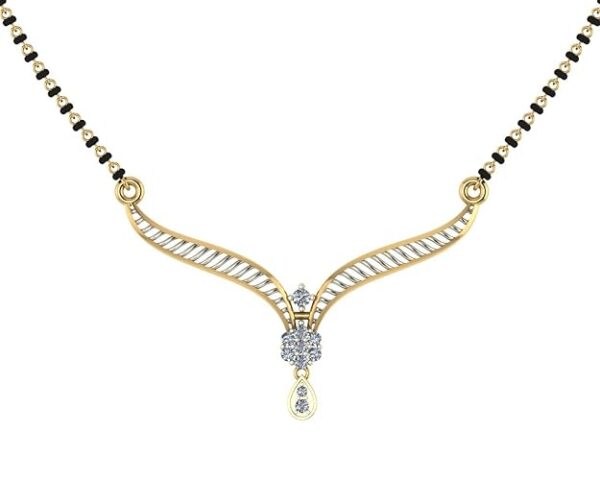 DISHIS 14k/18k BIS Hallmark Two Colour Gold and certified Diamond Mangalsutra for Women