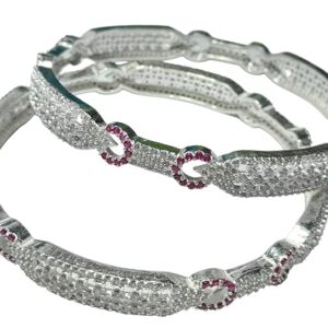 Real Silver AD Diamond Kada Bangles 2 Pc Bangle set for Women GIFT FOR HER