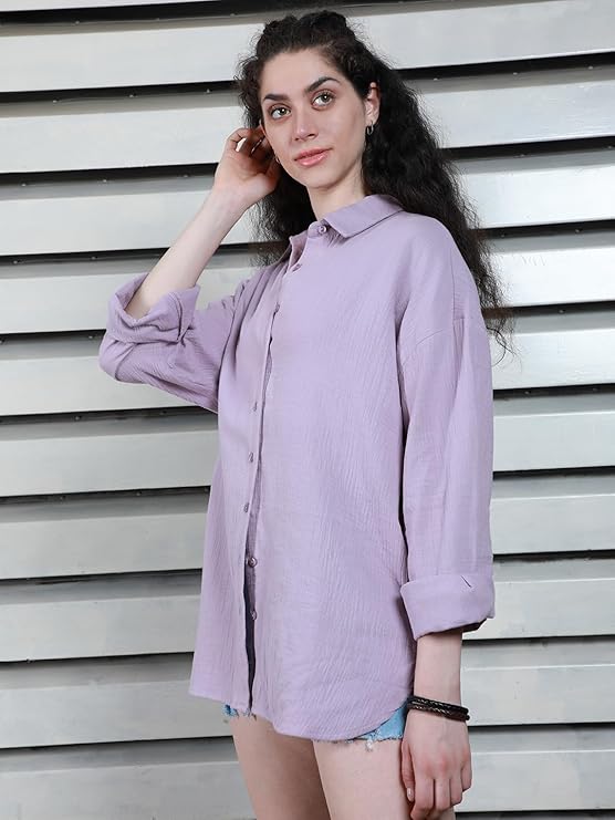 HIGH STAR Women's Solid Regular Fit Shirt - Image 4