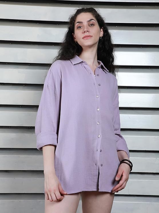 HIGH STAR Women's Solid Regular Fit Shirt - Image 7