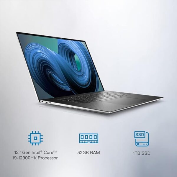 Dell XPS 9720 Laptop,Intel i9-12900HK, 32GB DDR4 & 1TB SSD,Win 11 + MSO'21, NVIDIA RTX 3060 (6GB GDDR6),17.0" (43.9Cms) UHD+ AR Infinity Edge Touch 500 nits,15 Month McAfee, Platinum Silver, 2.42Kgs - Image 3
