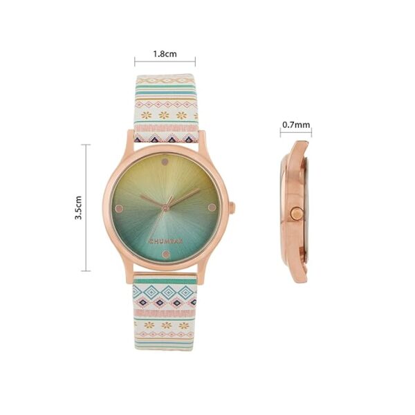 TEAL BY CHUMBAK Round Dial Analog Watch for Women|Paisely Garden Collection| Printed Vegan Leather Strap|Gifts for Women/Girls/Ladies |Stylish Fashion Watch for Casual/Work - Image 5