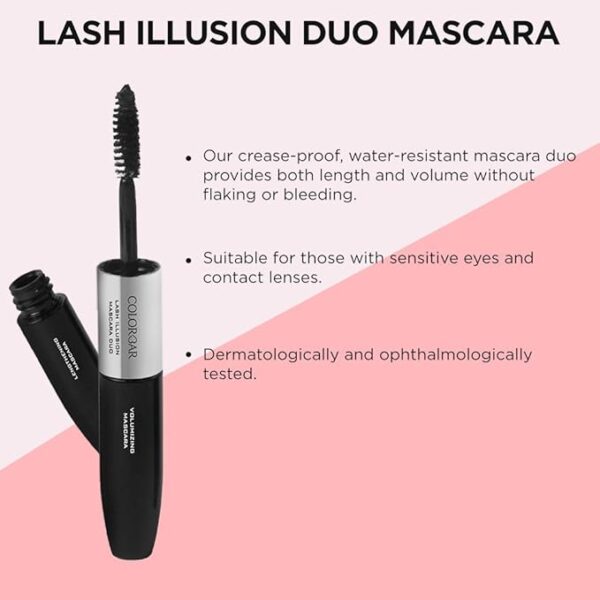 Colorbar Duo Mascara, Carbon Black, 4ml | Lengthening | Volumizing | Smudge-proof and waterproof - Image 2