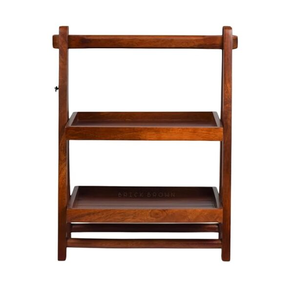 Brick Brown ® Handcrafted Premium Foldable Wooden Organizer/Double Tray | Wooden Grocery Rack - Small (Mahogany), Rectangular (16x12x8.3 inches) - Image 3