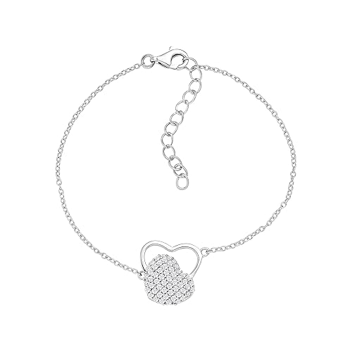 Ornate Jewels 925 Silver American Diamond Dual Love Heart Adjustable Bracelet for Women | Gift for Womens and Girls| With Certificate of Authenticity and 925 Stamp | Life-time Warranty* - Image 2