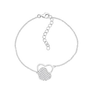 Ornate Jewels 925 Silver American Diamond Dual Love Heart Adjustable Bracelet for Women | Gift for Womens and Girls| With Certificate of Authenticity and 925 Stamp | Life-time Warranty*