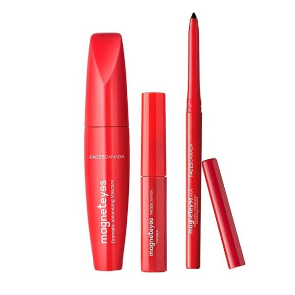 FACES CANADA Magneteyes Range Trio Pack - Black, 13.35 g | Kajal + Eyeliner + Mascara | Lightweight | Long Lasting | Smooth Texture | Precise Application | Intense Color Payoff | Paraben Free - Image 2