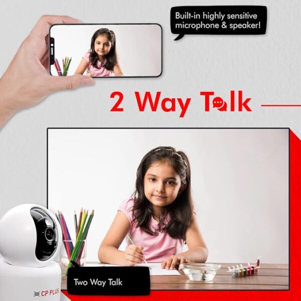 CP PLUS 2MP Full HD Smart Wi-Fi CCTV Home Security Camera | 360° with Pan Tilt | View & Talk | Motio - Image 3