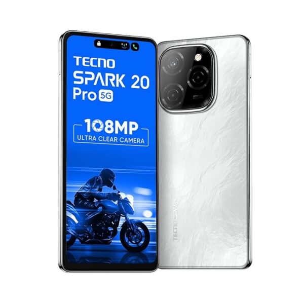TECNO Spark 20 PRO 5G (Glossy White, 8GB+128GB)| 108MP Ultra Clear Imaging | Super Ellipse Design | MTK D6080 5G Processor | 6.78" 120Hz LTPS LCD Display | 5000mAh Battery with 33W Charger - Image 3